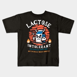 Lactose Intolerant Funny Cringy Gift For Friends , Milk Free Lactose Tolerant, Meme Gen Z Teenager Allergy LMAO Kids T-Shirt